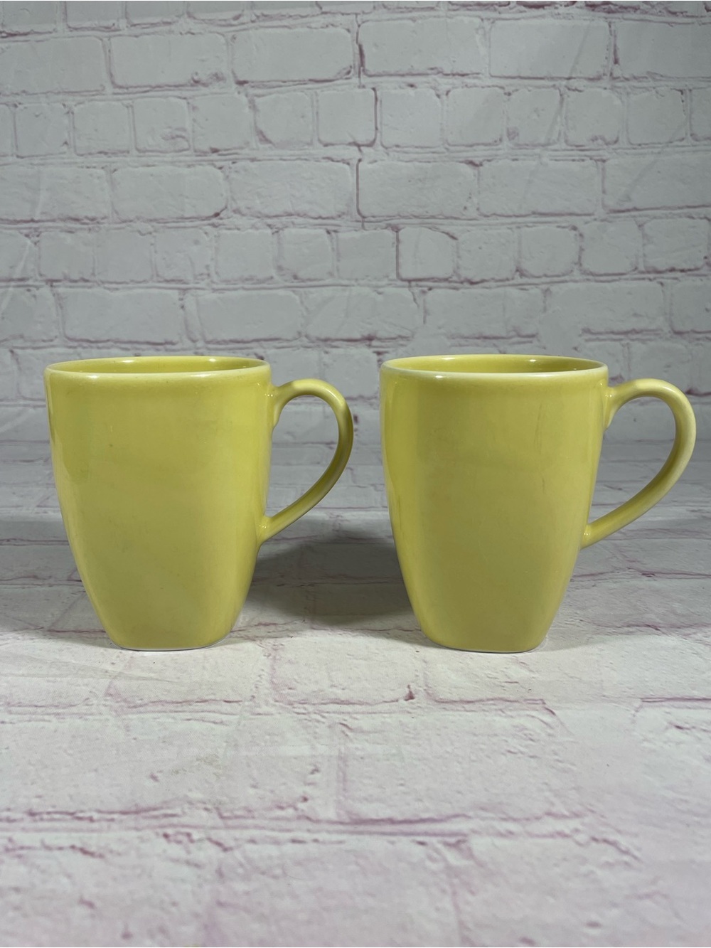 IKEA 365+ Susan Pryke Yellow 10oz Stoneware Mugs Portugal Set of 2